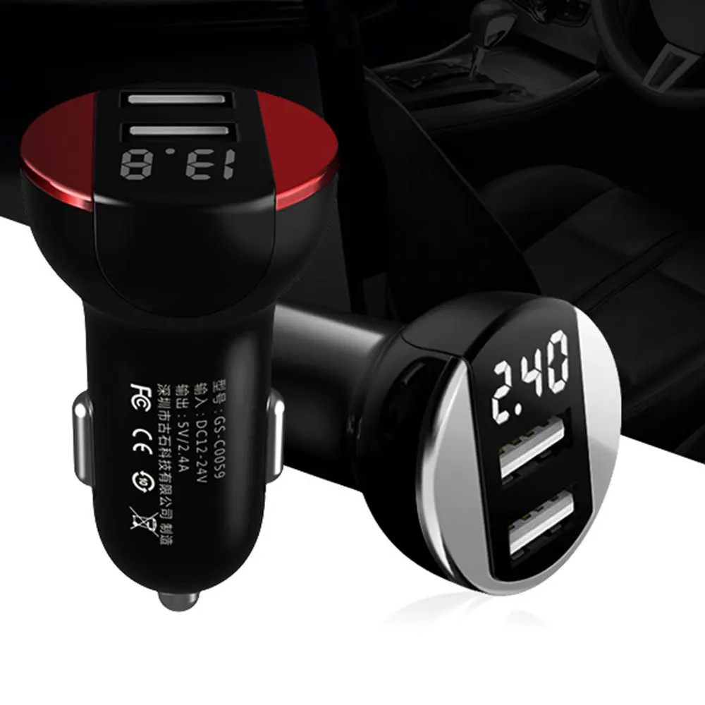 5V 2.4A устройство для автомобиля с двумя портами USB Зарядное цифровой Дисплей