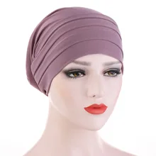 2021 novo inverno doce cor turbante boné quimioterapia bandana testa pilha chapéu muçulmano lenço de cabelo feminino acessórios para o cabelo (1)