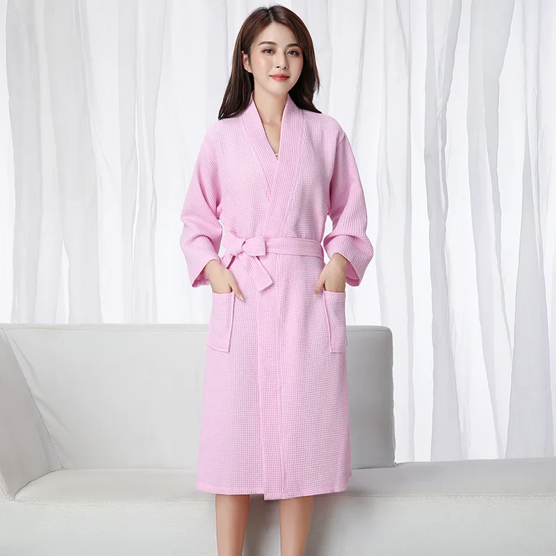 Women's Robe Waffle Sleepwear Cotton Bathrobe Thin Winter Pyjamas Bath Spring and Warm Bath Suit Badjas Female 2022