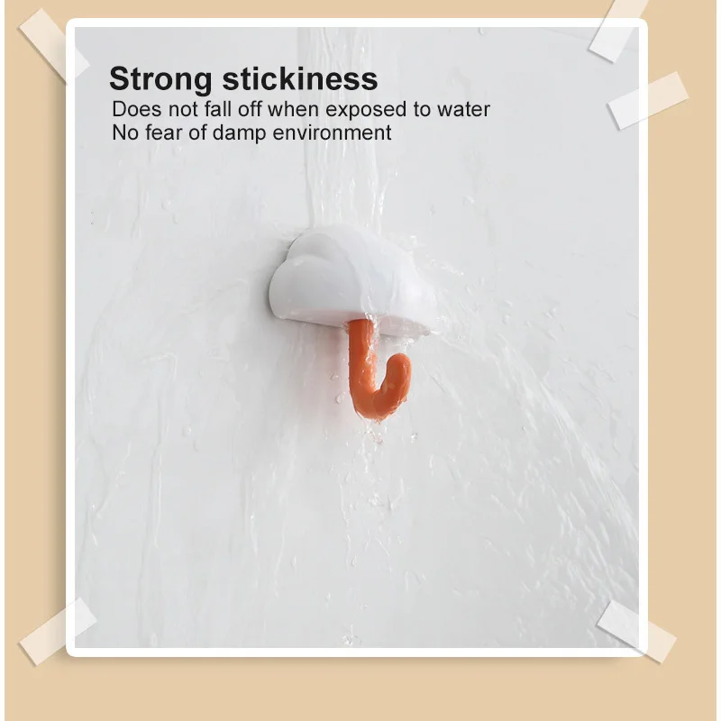 

3pcs Cartoon Cloud Hook Household Wall Key Hook Plastic Adhesive Multi-purpose Holder Home Storage Accessories Organizador