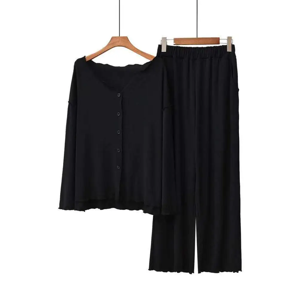 Новая Осенняя Пижама женская пижама из чистого хлопка с длинным рукавом большие