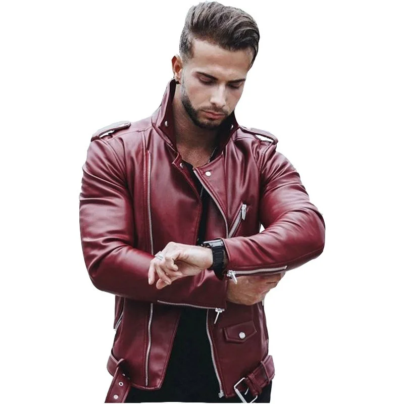 

New Men's Leather Jackets Autumn Casual Motorcycle PU Jacket Biker Leather Coats Brand Clothing EU Size