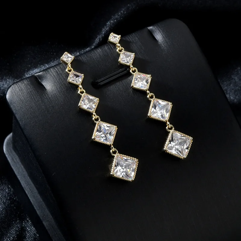 

Aneis Bagues Gold Color Glitter Drop Earrings 925 Sterling Silver Earrings For Women Anniversary Wedding Gift Fine Jewelry