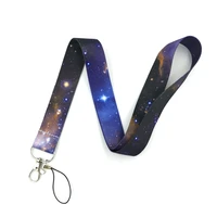 10pcs night starry sky neck strap lanyard for keys id card bagde holder mobile phone straps keychain hang rope webbing ribbon