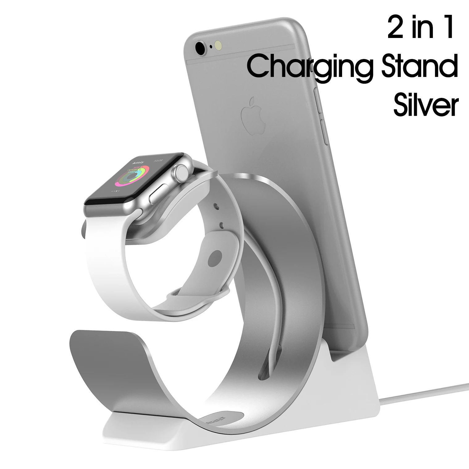 2 in 1 Stand-Silver 2 в 1 Зарядная подставка для iPhone11Pro X XR XS Max 8 7 6 Apple Watch Зарядное устройство Док-станция Держатель для iWatch крепление подставка зарядная станция - Цвет: 2 in 1 Stand-Silver
