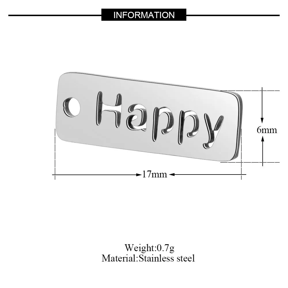 

10pcs 100% Stainless Steel Dream Faith Happy Love Hope Tag Charm Wholesale DIY Charms Quality Pendants Jewelry Making Findings