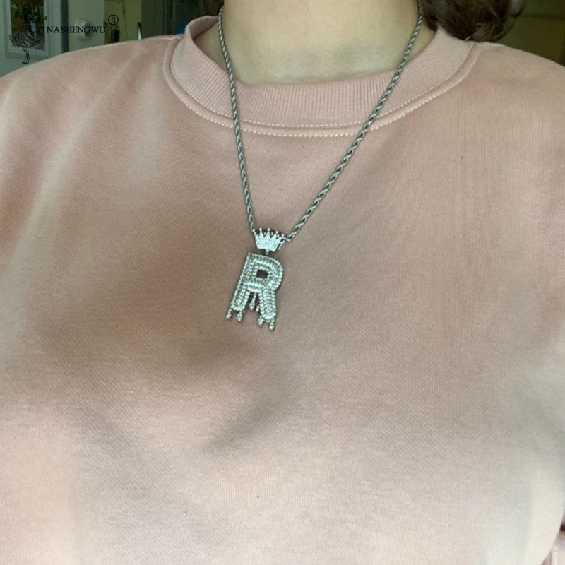 2020 Заказная Корона капельная пузырчатая Начальная цепочка с буквами ожерелья и