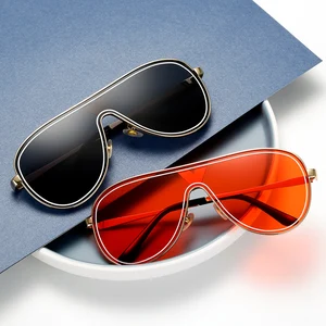 Flat Top Oversized Women Sunglasses Retro Shield Shape Luxy Brand Design Men Big Frame Rivet Shades 