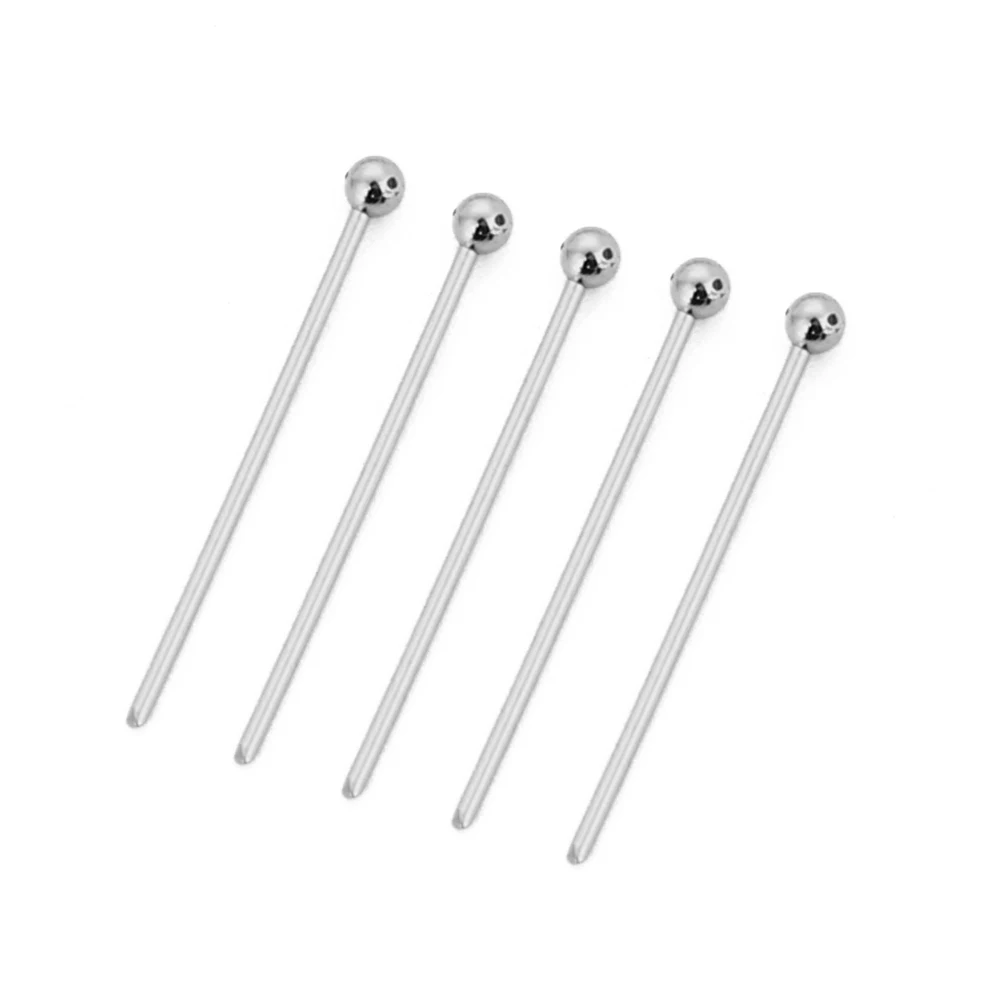 

100pcs/lot Stainless Steel Silver Tone 2MM Round Ball Pin 15 20 25 30 35 40 50mm Length Hypoallergenic Ball End Headpins Finding