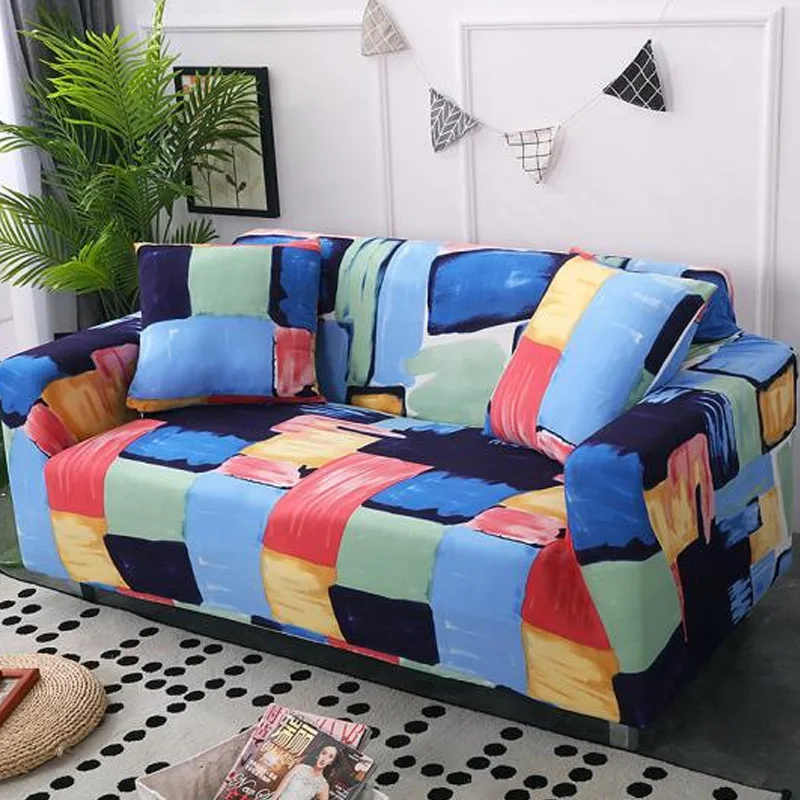 Эластичные геометрические чехлы секционные растягивающиеся для диванов