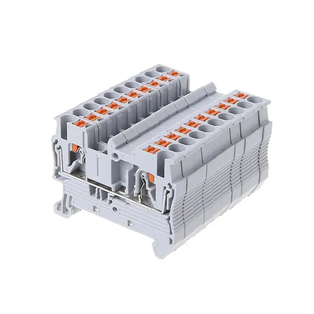 

10Pcs/set PT-2.5 Din Rail Terminal Blocks Push In Spring Screwless Electrical Terminal Block Connectors Wire Conductor