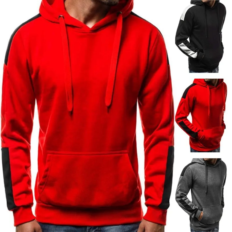 

2021 spring and autumn European and American fashion color matching men's hoodie raglan sleeve sports sweater male couple models