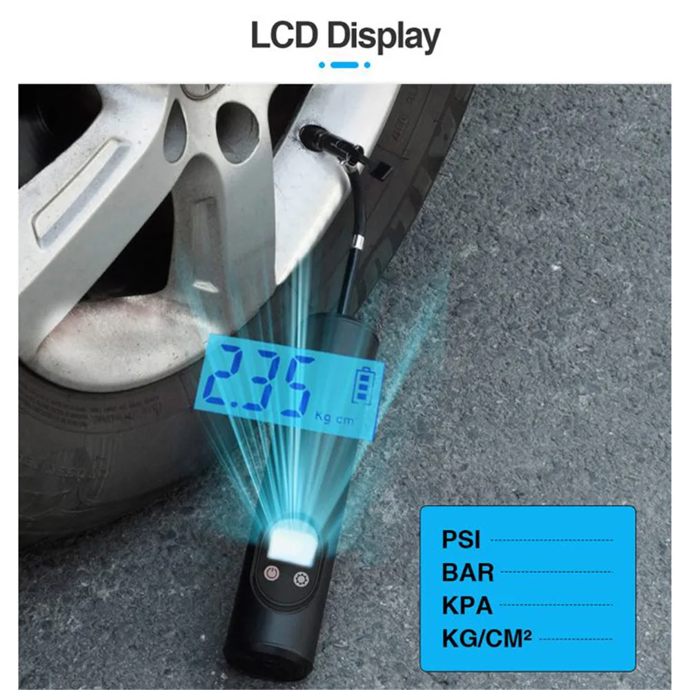 melhor Kebidu 150psi Inflator De Pneus De Carro Led Iluminação Pneu Inflável Bomba Portátil Compressor Ar Para Carros Rodas Pneus Bicicleta Elétrica