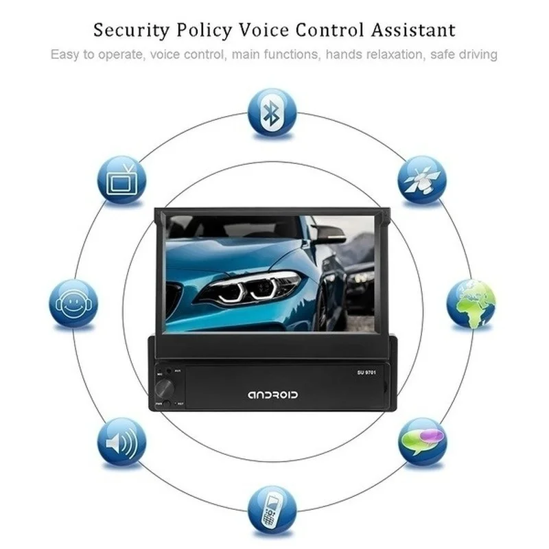 Автомагнитола 7 дюймов Android 1 Din GPS-навигация Wi-Fi Bluetooth FM-радио MP3 MP5 плеер USB AUX