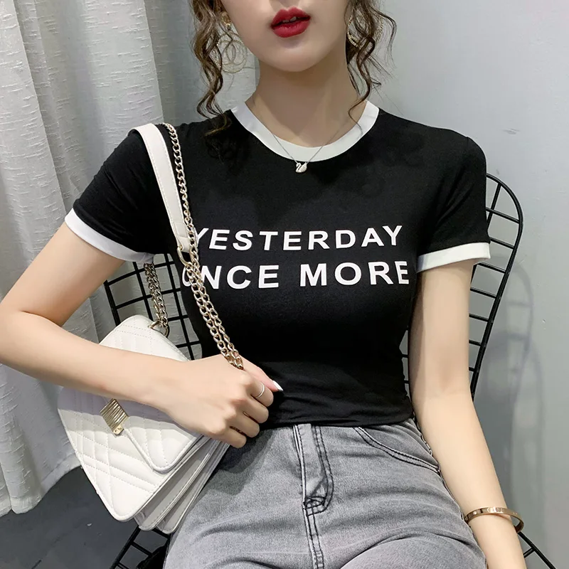 Женские топы Новинка лета 2020 популярная цветная футболка ins с коротким рукавом