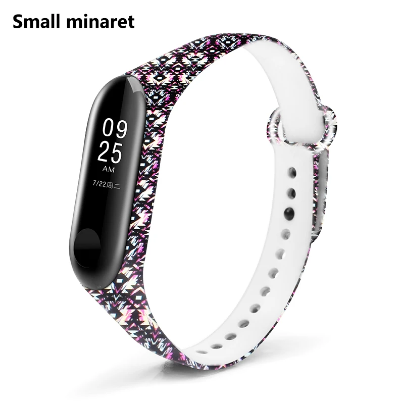 BOORUI mi band 3 ремешок mi Группа 3 аксессуары замена силиконовые разнообразные ремешок для xiaomi mi 3 Смарт-браслеты - Цвет: Small minaret