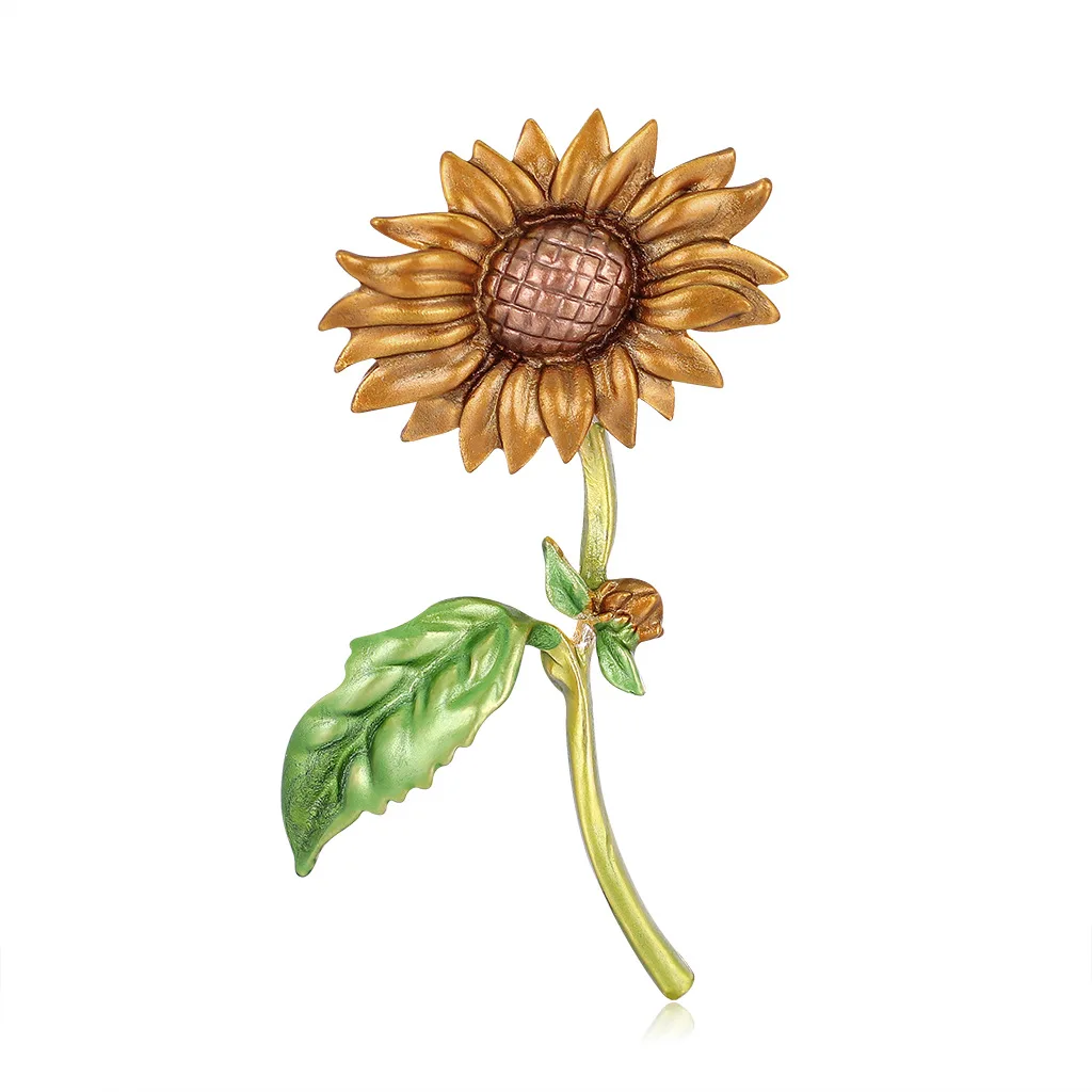 

Funmor Fashion Jewelry Sunflower Flower Brooch Pins High-end Temperament Ladies Personality Alloy Brooch Enamel Lapel Pin