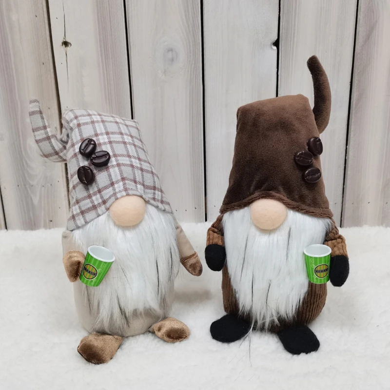 

Coffee Gnome Plaid Swedish Tomte Gnome,Coffee Bar Decoration Gift M17D