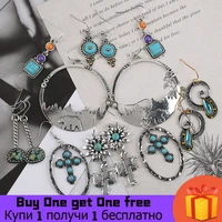 2021 fashion dangle earrings for women geometirc stone metal irregular retro drop bohemia classic jewelry gift