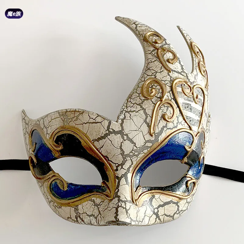 Venice Crack Flame Mask Half Face Male Vibrato Ancient Style Cool British Royal Retro Masquerade Female Cos Props |
