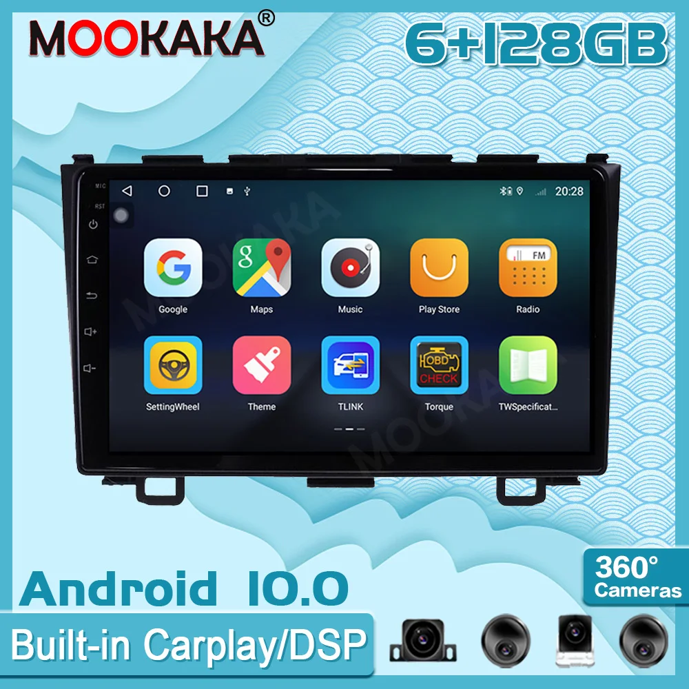 

Автомобильный мультимедийный плеер, 6 + 128G Android 10 для Honda CRV 2007-2011, радио, GPS-навигатор, головное устройство с экраном, стерео