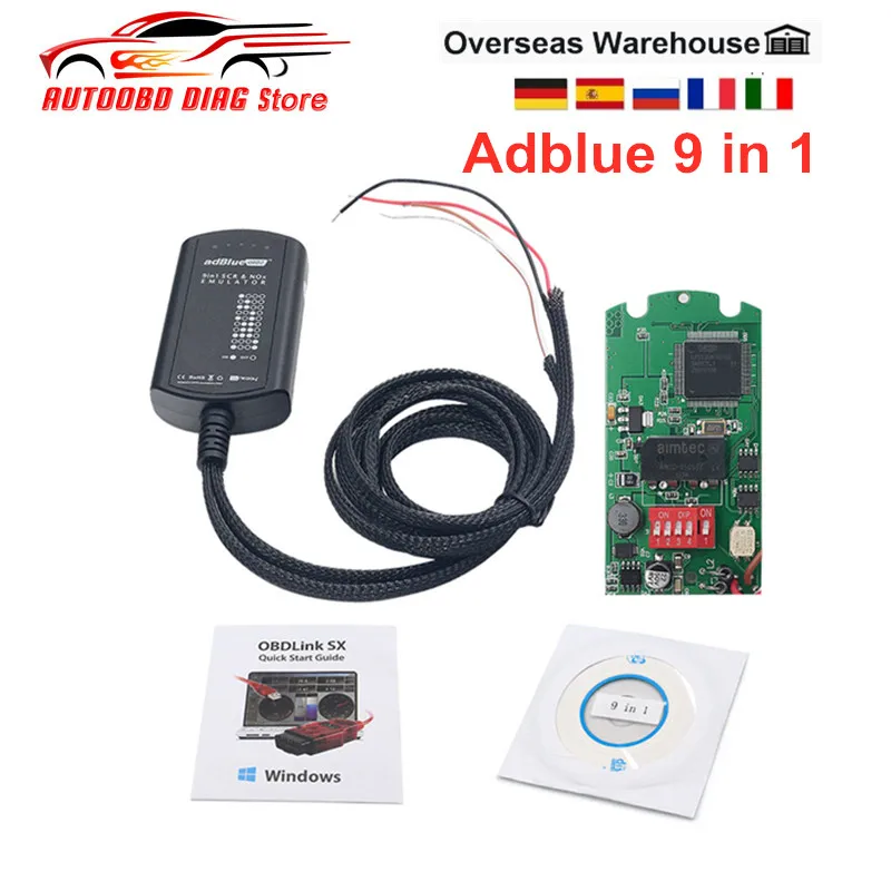 Высококачественный эмулятор Adblue 9 в 1 Ad синий с полным чипом A + B PCB SCR NOX Euro EU 4 &amp 5