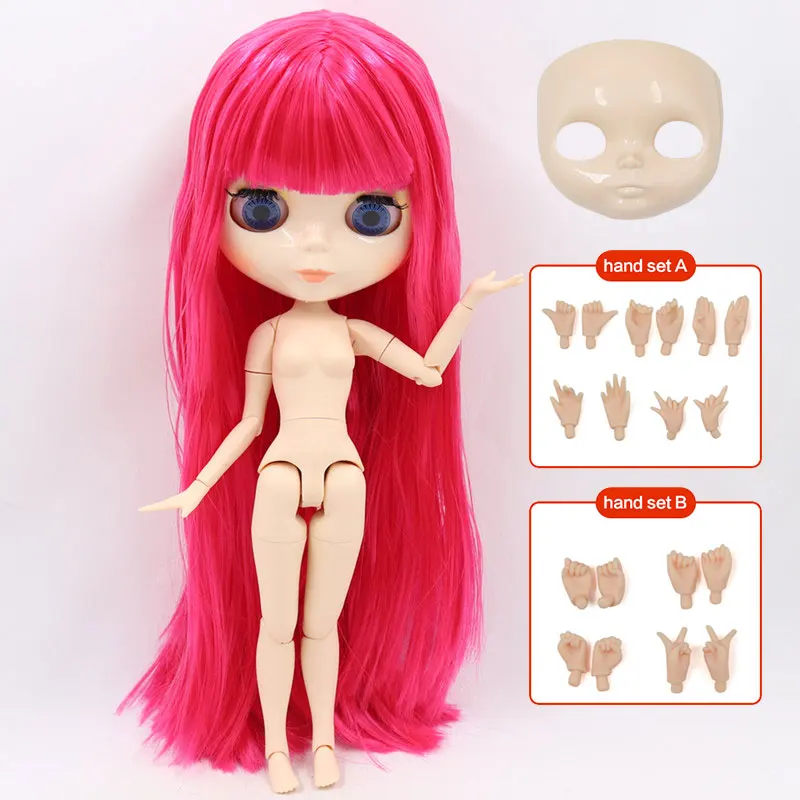 doll hand AB shell ICY Blyth кукла Обнаженная тела 30 см игрушки BJD белое блестящее лицо с дополнительными руками AB и Лицевая панель 1/6 DIY модные куклы подарок для девочки - Цвет: doll hand AB shell
