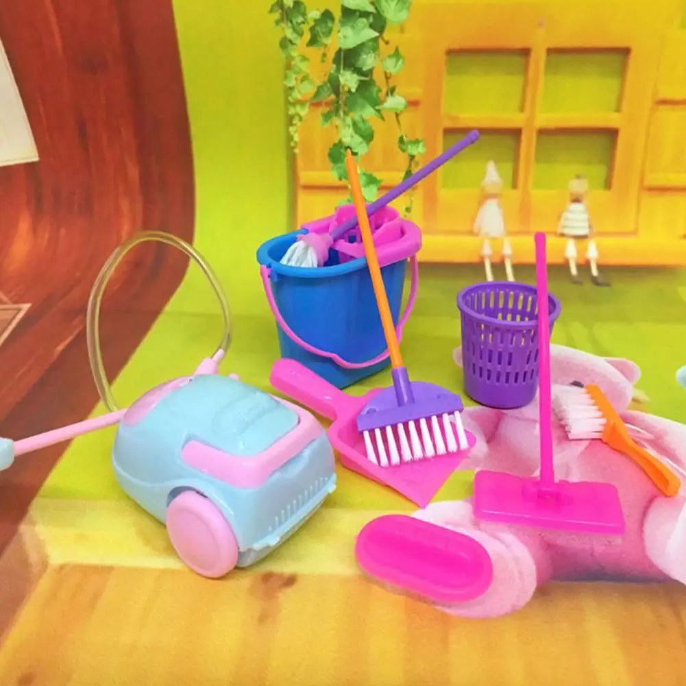 Нет 9 шт. моделирование Дома Чистящие Инструменты игровой Набор Мини пол Метла