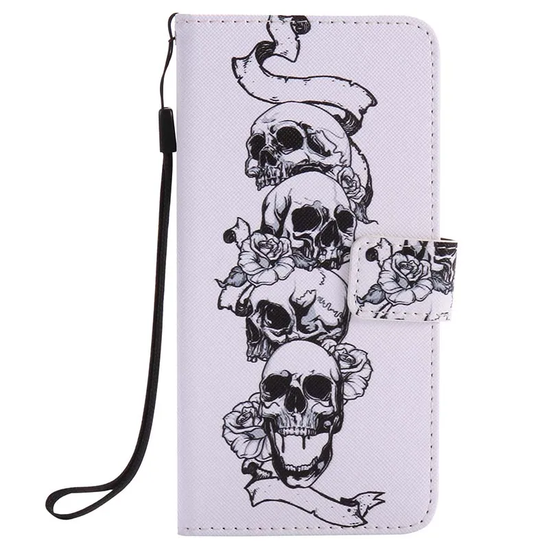 Skull Чехол для huawei mate 20 чехол из искусственной кожи флип-кошелек держатель для карт чехол для huawei mate 9 10 Pro Y9 Nova 3 P9 Lite Mini Coque - Цвет: Skull