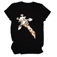women t shirt cute giraffe print tee shirt short sleeve crew neck loose casual tshirt ladies tops camisetas mujer