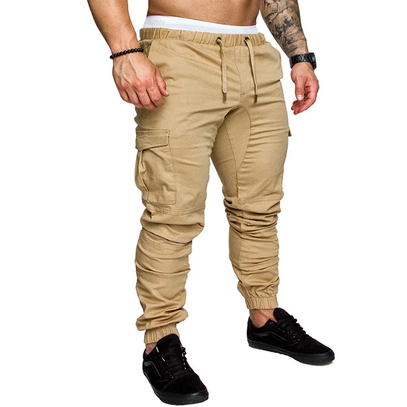 Spring 2021 New Men's Pants Solid Color Casual Small Foot Loose Sport Nine Division of Trousers Male Elastic Slacks