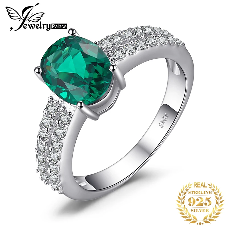 Jewelrypalace bornstone 2.2ct Nano России имитации Изумрудный Обручение Юбилей кольцо для женщины Настоящее стерлингового серебра 925