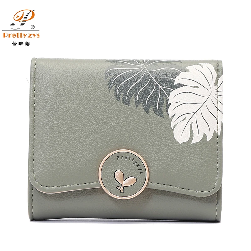 

Prettyzys New Women Short Wallet Fashion Printing Three Fold Coin Wallets Fresh Purse Card Holder Lady Student Small Cartera