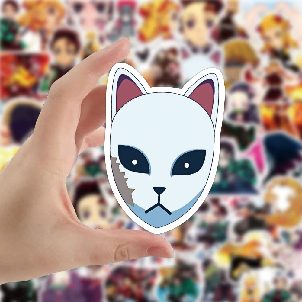 Demon Slayer-pegatinas de Anime de Kimetsu No Yaiba para ni&ntilde;os, calcoman&iacute;as de monopat&iacute;n para ordenador port&aacute;til, equipaje de motocicleta, regalo, 50 Uds.-2