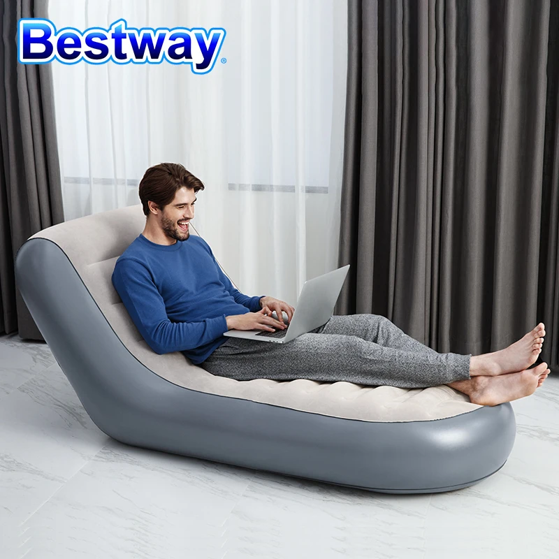 Bestway-sofá inflable para dormir, sillón reclinable, cómodo, flocado, cama Multi Max II, aire libre, 75064