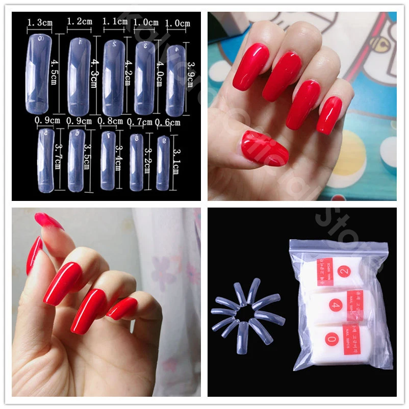 600/500 шт. Балерина капсула Ongle прозрачный/натуральный/белый ложный гроб острый