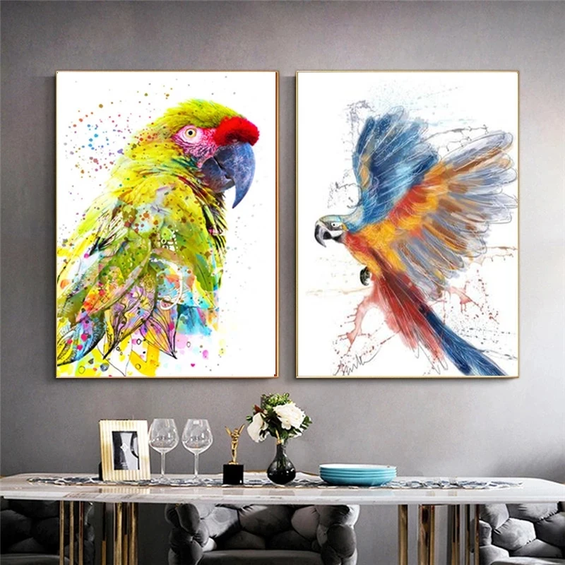 Красочные настенные картины с попугаями животные птицы холст плакаты и принты