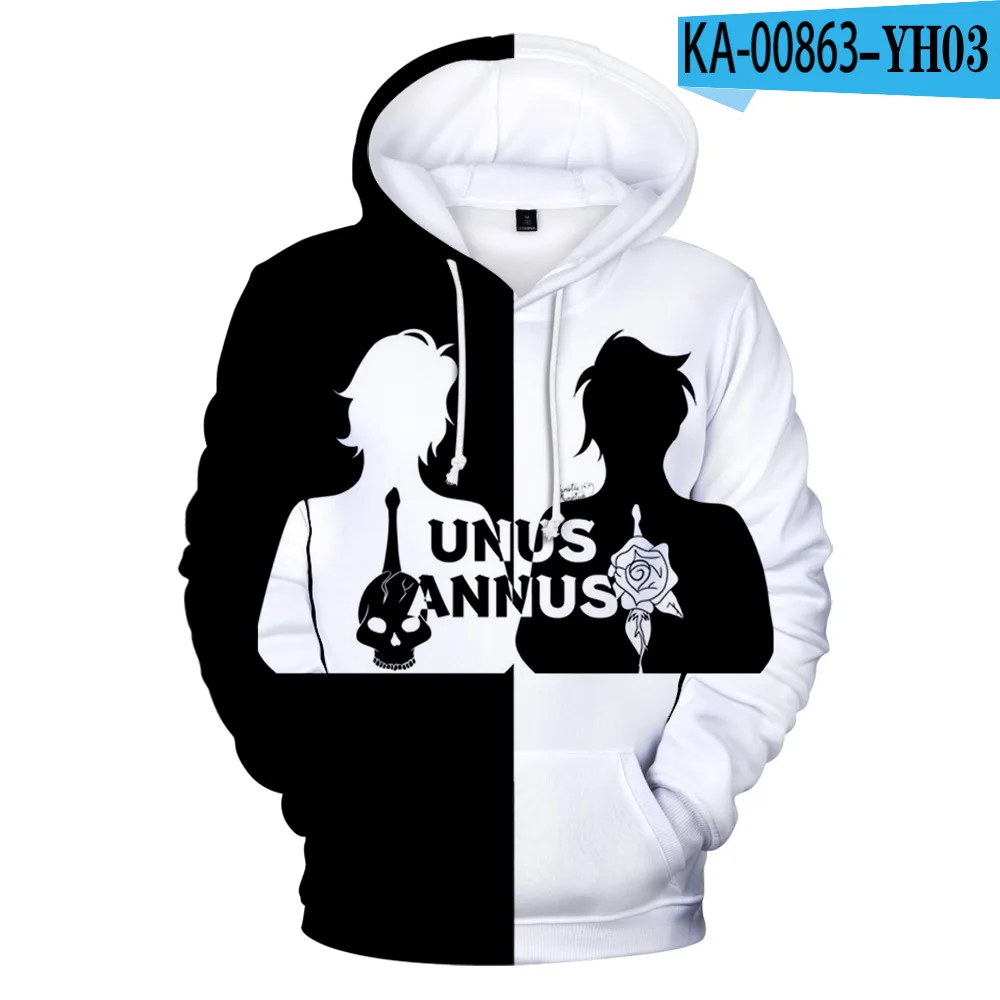 

2021 Popular TV Unus Annus 3D Hoodie Men Women Kids Black Sweatshirts 3D Fashion Autumn Pullover Boys/girls Unus Annus Pullovers
