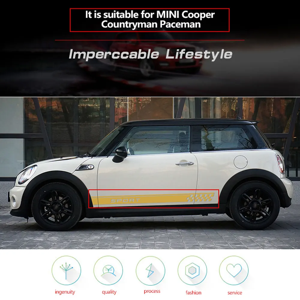 DSYCAR 1 пара наклейки для боковой двери автомобиля виниловые спортивного