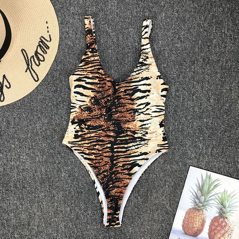 Женский слитный купальник С Рисунком Тигра пляжная одежда боди женский