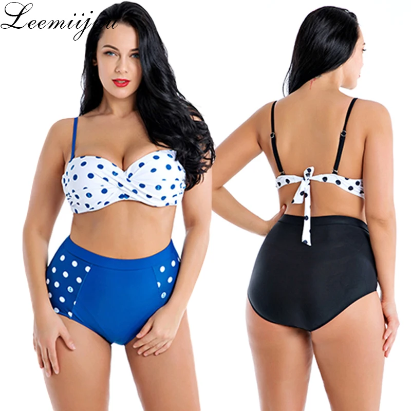 LEEMIIJUU бикини набор пуш-ап купальник Для женщин размера плюс купальники Винтаж