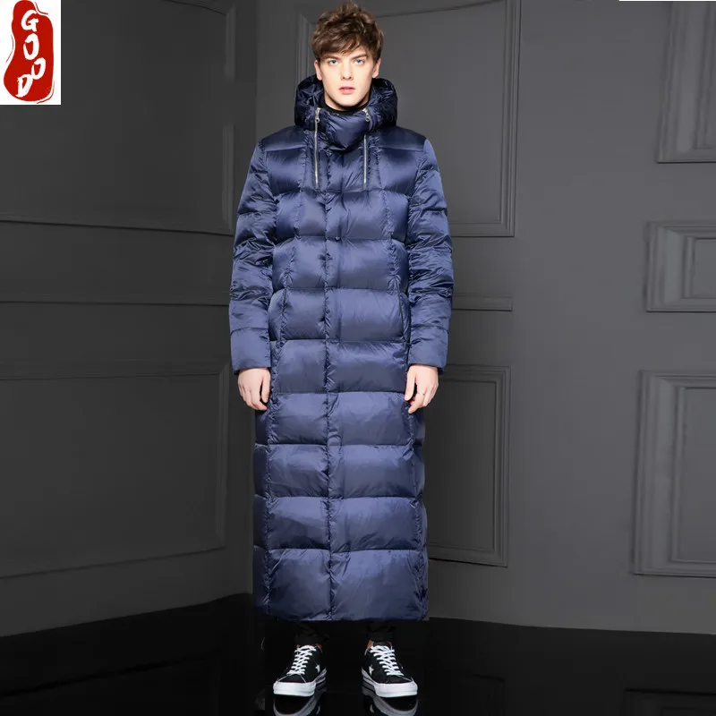 

Новинка 2019, мужская куртка tcyeekиз гусиного пуха, длинные толстые корейские мужские зимние куртки, пуховик, куртка, Мужская куртка KJ1335