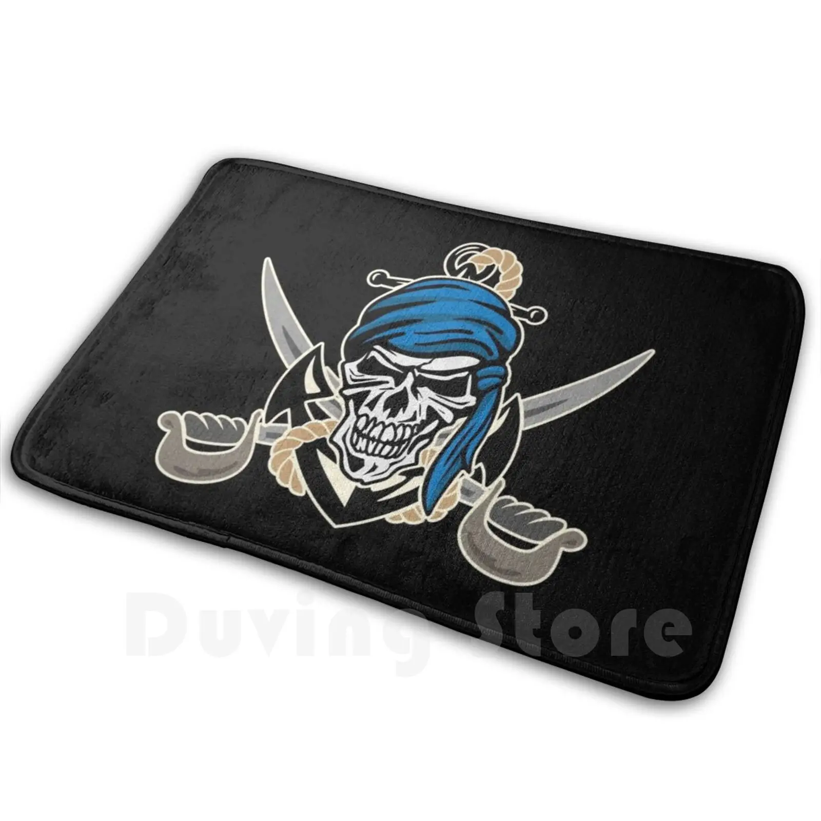 

Pirate Skull With Anchor , Rope And Crossed Swords Carpet Mat Rug Cushion Soft Pirate Vector Skull Icon Navy Cartoon