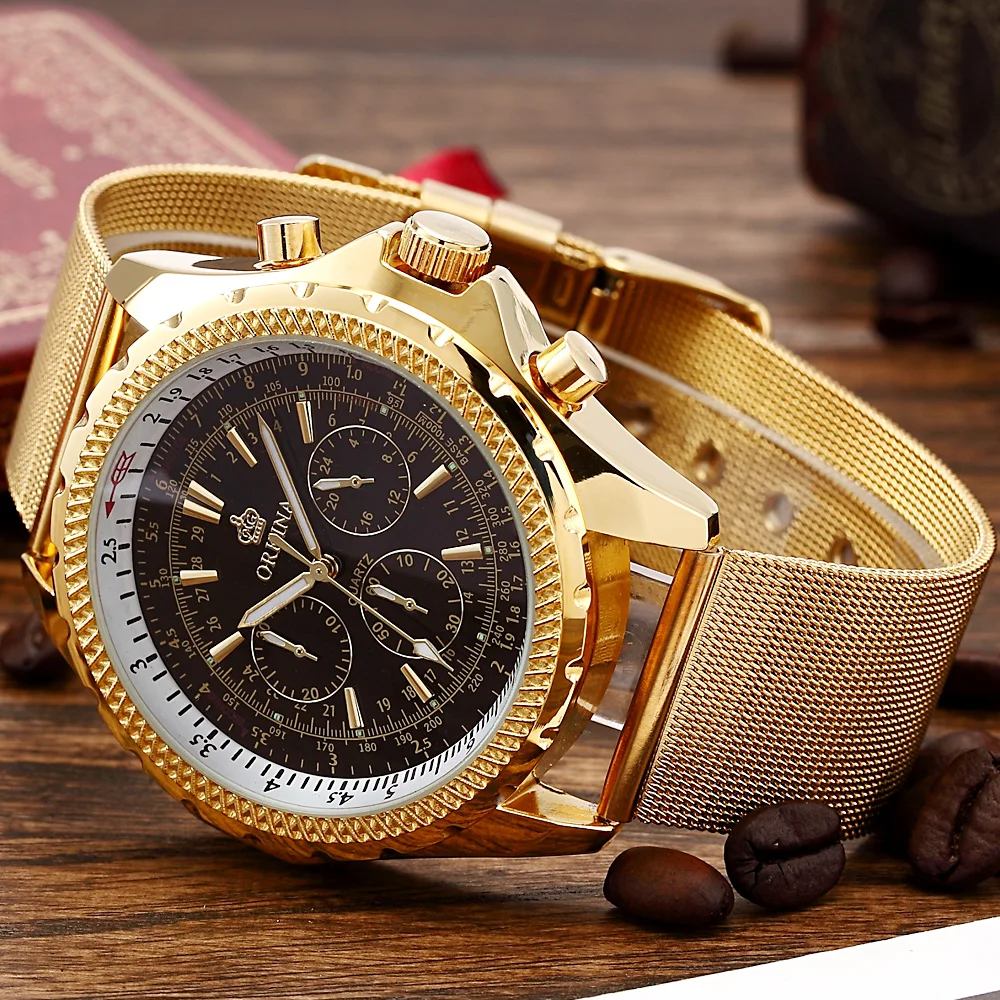 2020 Известный люксовый бренд золотые мужские наручные часы из нержавеющей стали с
