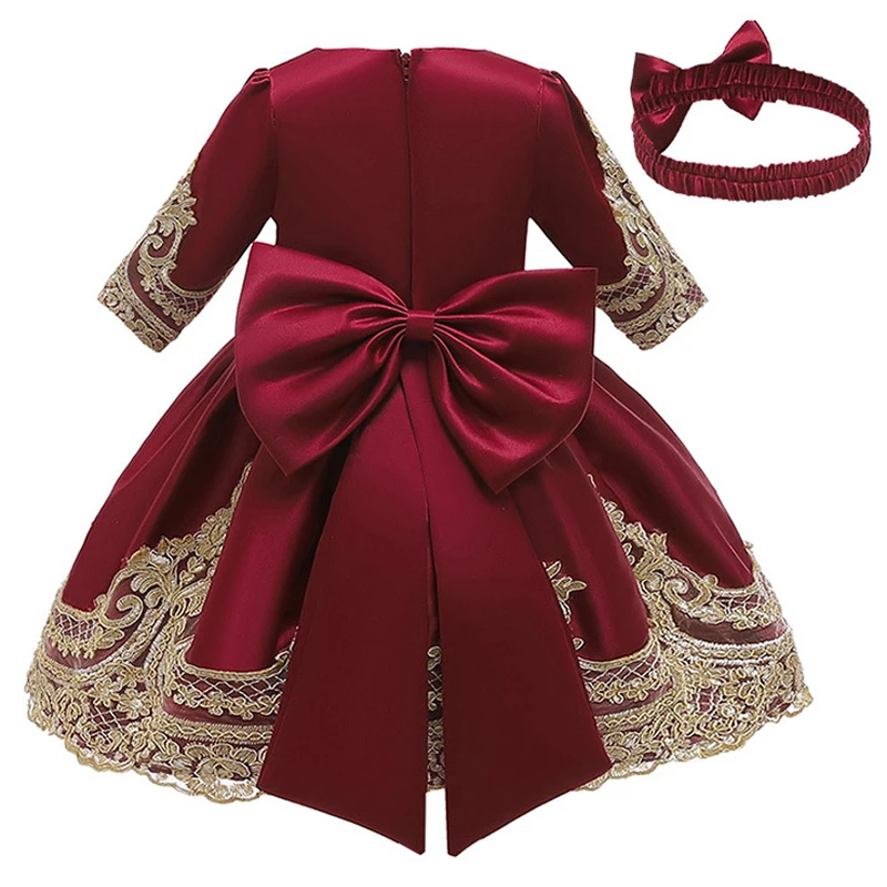 Платье с длинным рукавом и вышивкой на свадьбу|Цветочные платья для девочек| |