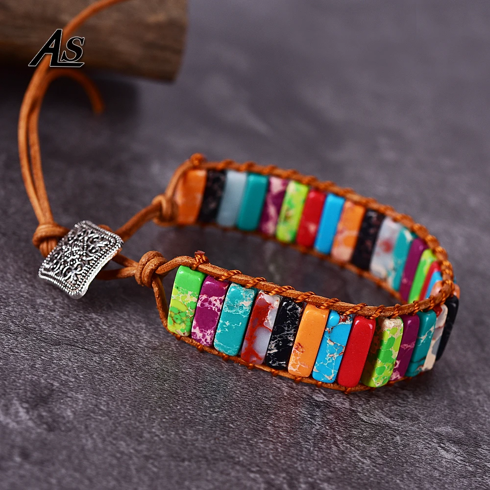 Asingeloo разноцветные бусины из натурального камня чакра браслет для женщин женские