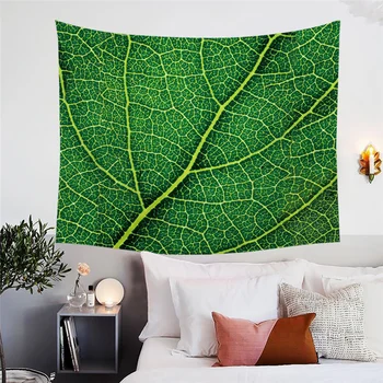 BlessLiving Plant Leaves Wall Hanging Leaf Texture Bed Sheet 3D Print Nature Wall Carpet Green Blue Custom Tapestry Dropshipping 2