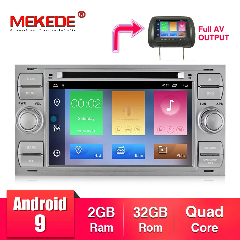 MEKEDE 1024X600 2+ 32G 2 Din Android 9,1 автомобильный dvd мультимедийный плеер gps для Ford Mondeo Focus Transit C-MAX S-MAX Fiesta Автомагнитола