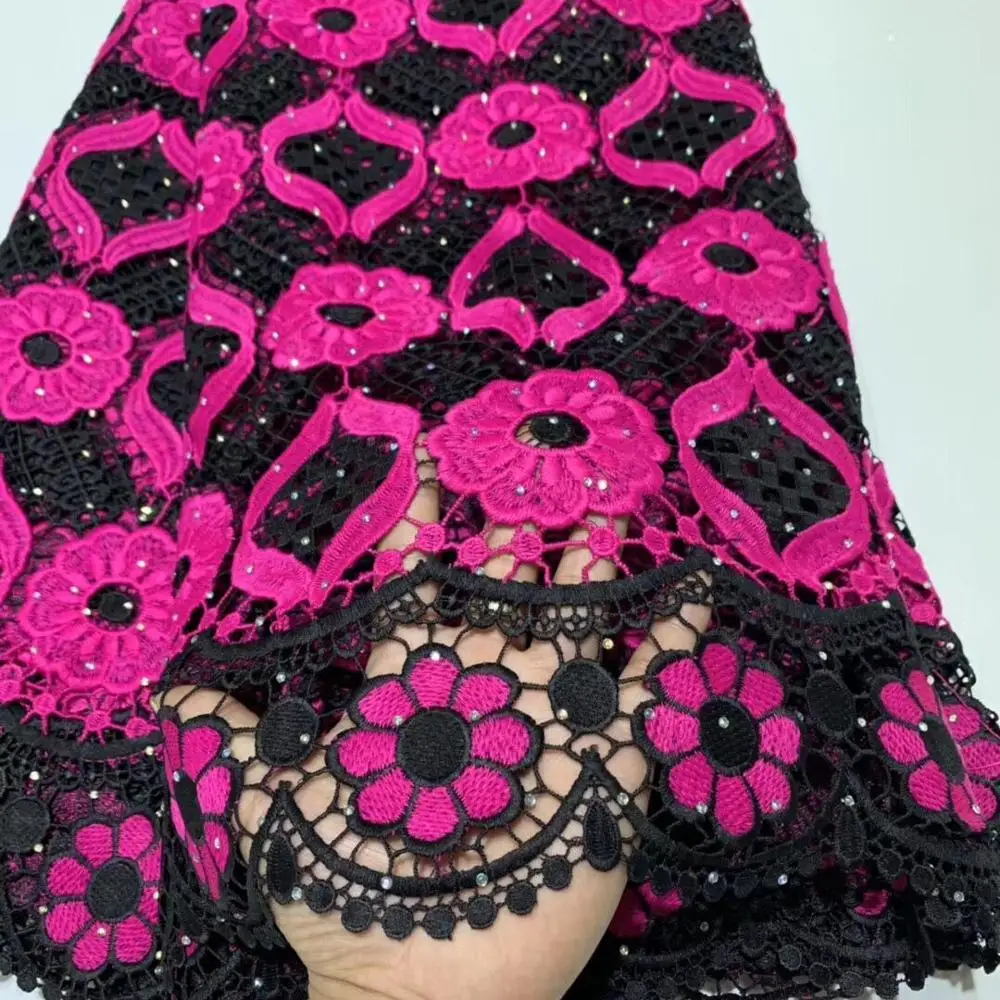 Высококачественная французская кружевная ткань высокого качества с розовыми