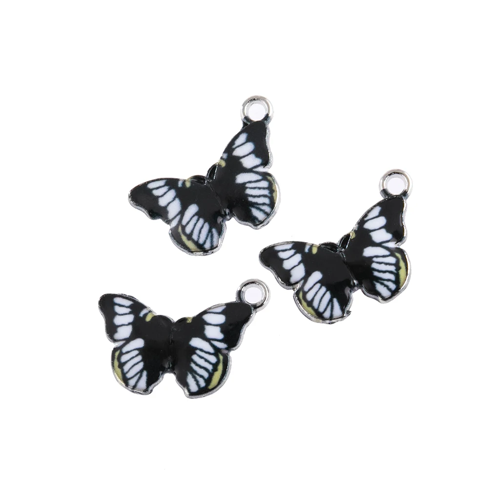 10 шт. Новые разноцветные эмалированные художественные бусины бабочки для женщин